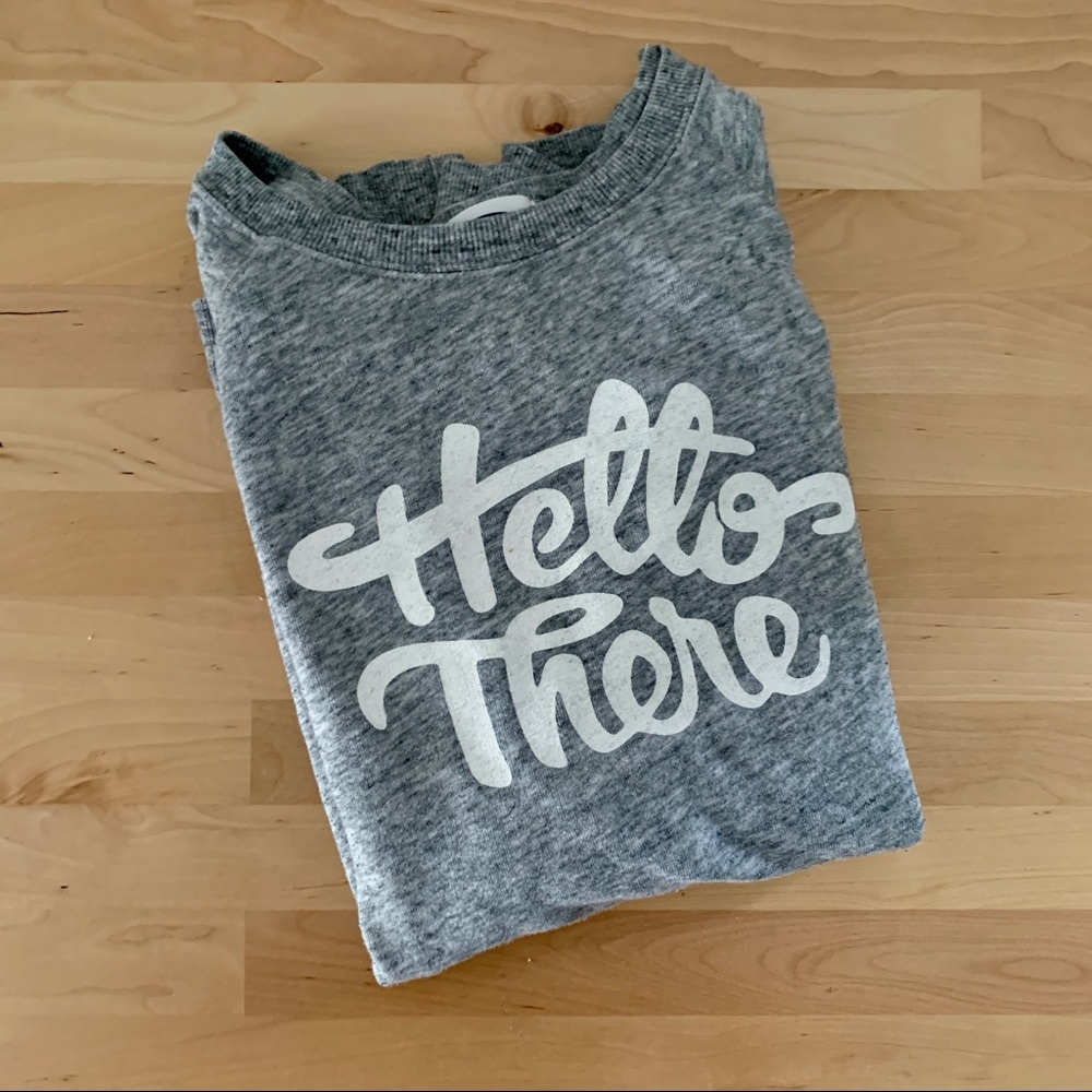 Gray Graphic “Hello There” Crew Neck Sweatshirt